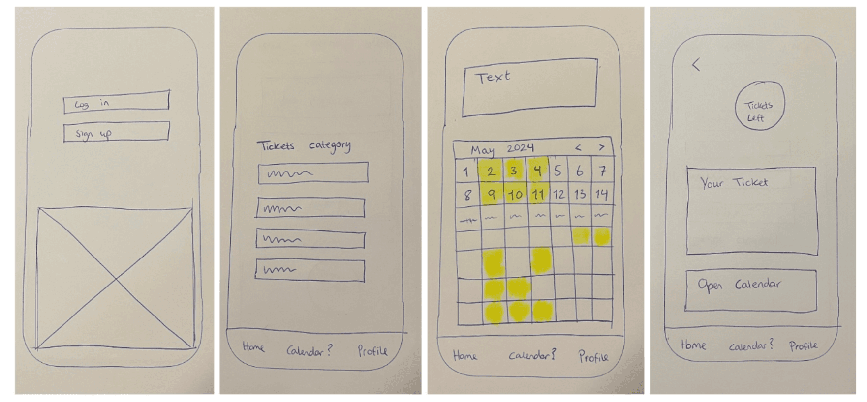 Low-fidelity prototype sketches