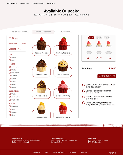 Available Cupcake Page