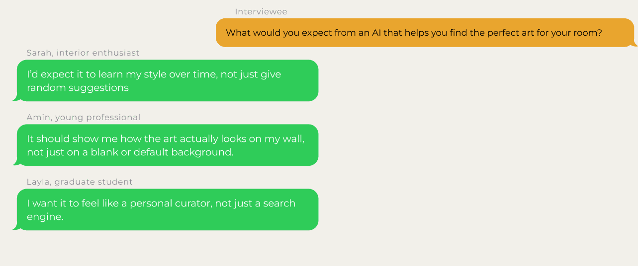 User interview chat feedback